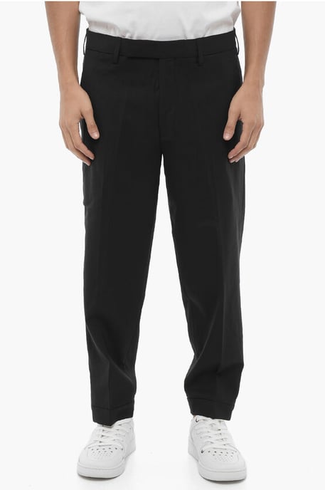Pantalones chinos ajustados de color liso con tobillo ajustable en negro - Image 1