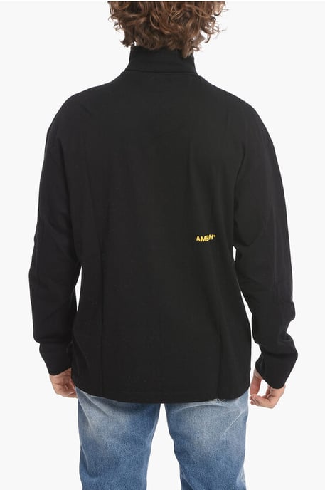 Camiseta de algodón con cuello alto SOLAR POWER en negro - Image 2