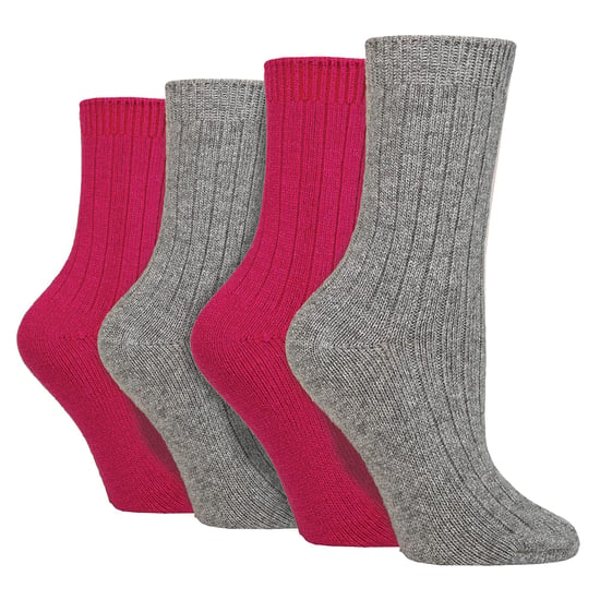 Paquete de 4 Calcetines de Botas de Cachemira para Damas | Calcetines de Lana Acogedores y Transpirables con Fuelle - Image 1