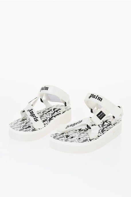 Sandalias de tela con el logotipo de SUICOKE en blanco - Image 1