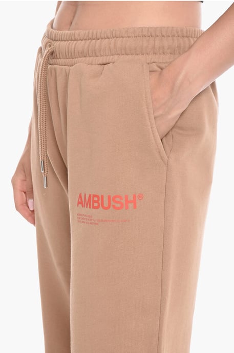 Joggers WORKSHOP de pierna ancha con estampado de logotipo en beige - Image 3
