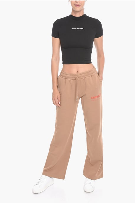 Joggers WORKSHOP de pierna ancha con estampado de logotipo en beige - Image 4