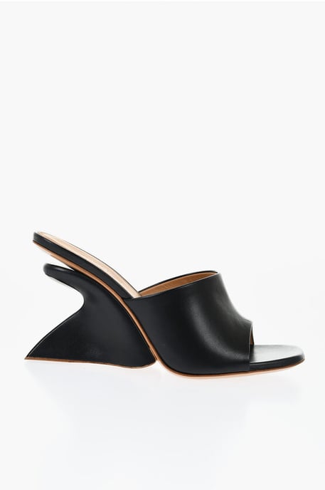 Mules JUG de punta abierta con cuña de 10 cm en color negro - Image 3