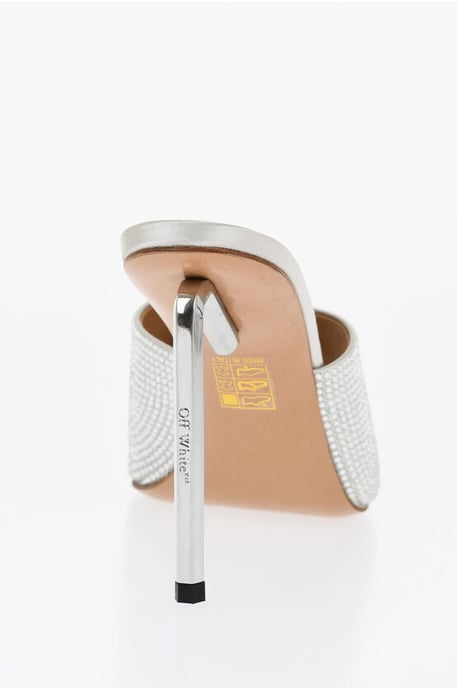 Mules ALLEN de punta abierta con diamantes de imitación de 10 cm en gris - Image 2