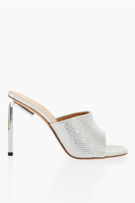 Mules ALLEN de punta abierta con diamantes de imitación de 10 cm en gris - Image 3