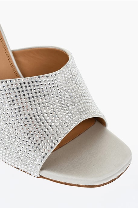 Mules ALLEN de punta abierta con diamantes de imitación de 10 cm en gris - Image 4