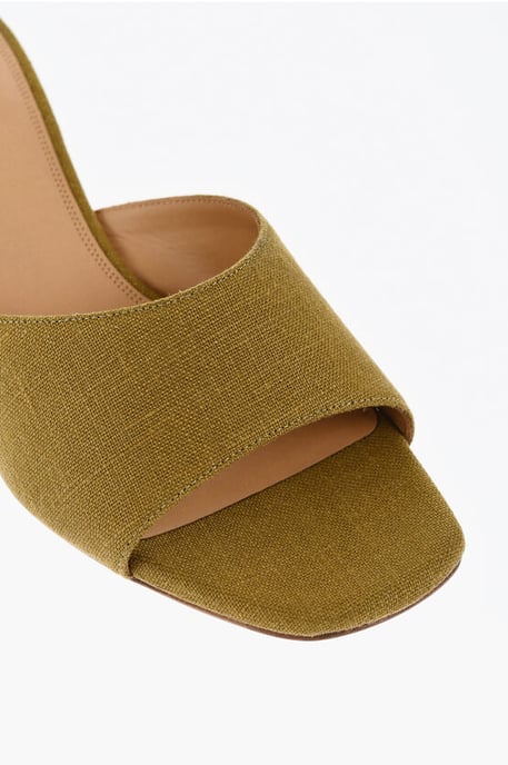 Mules LOLLIPOP de lino con puntera abierta y tacón de 5 cm en color verde - Image 4