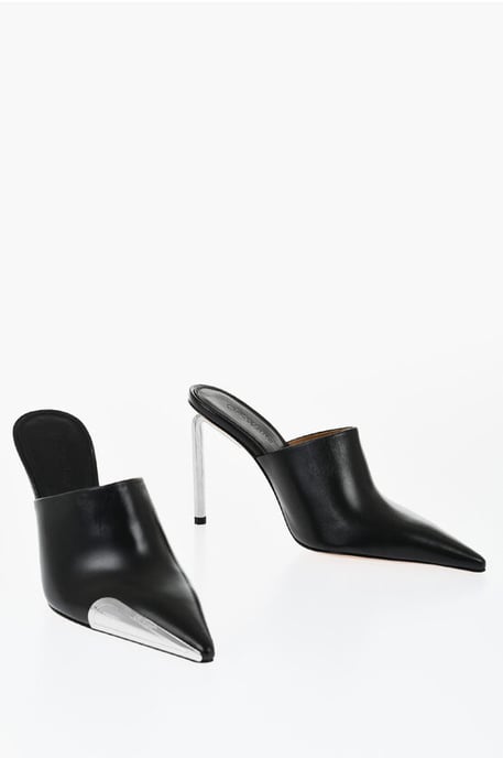 Mules Allen de piel con tacón de 10 cm en color negro - Image 1