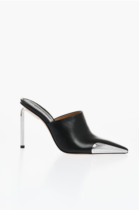 Mules Allen de piel con tacón de 10 cm en color negro - Image 3