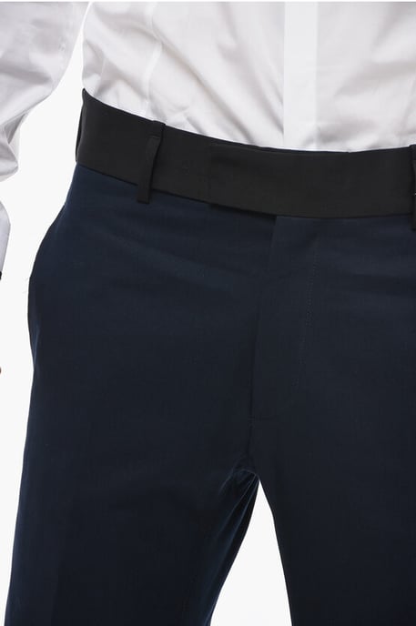 Pantalones TOM Slim Fit con bordes en contraste y botones en los tobillos en azul - Image 3