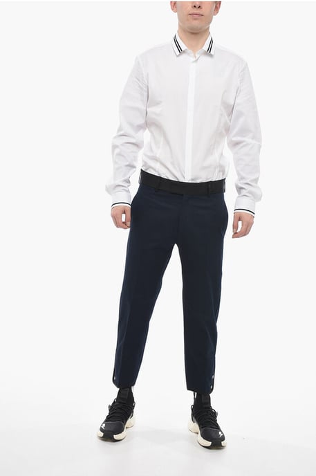 Pantalones TOM Slim Fit con bordes en contraste y botones en los tobillos en azul - Image 4