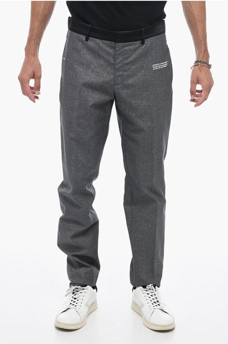 Pantalones de sastrería brillantes con detalles de satén en plata - Image 1