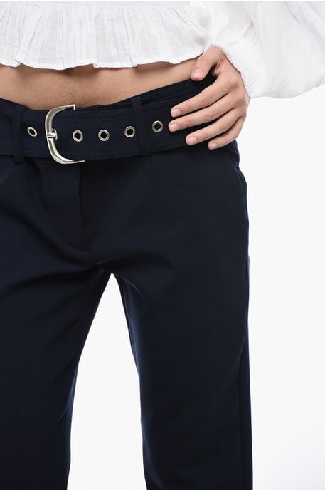 Pantalones de cintura baja con detalle plisado en azul medianoche - Image 3
