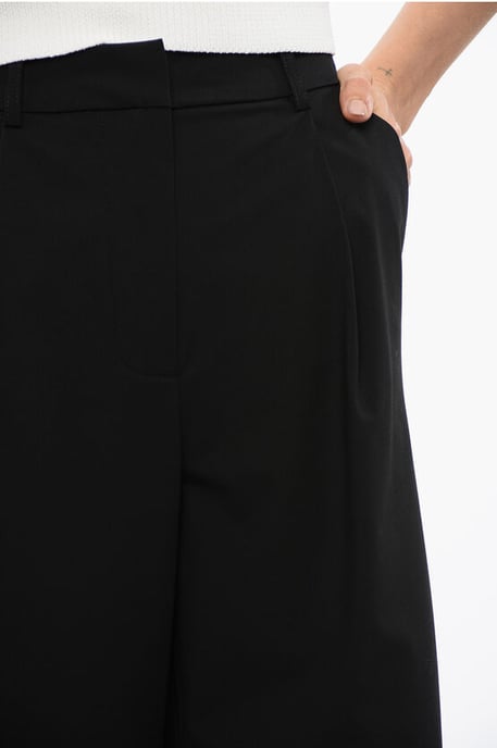 Pantalones DRUMMOND de pierna recta con pliegues en negro - Image 3