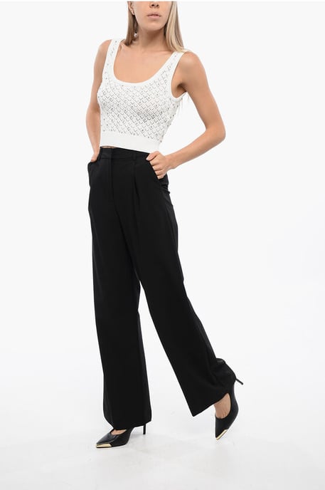 Pantalones DRUMMOND de pierna recta con pliegues en negro - Image 4