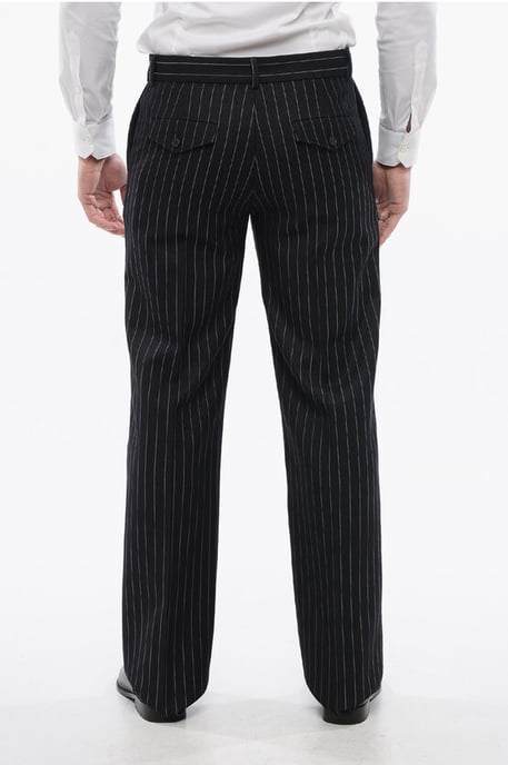 Pantalón azul de corte entallado de mezcla de lana con raya diplomática, talla 23 - Image 2