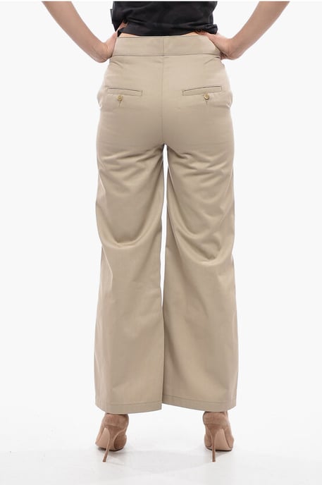 Pantalones rectos de cintura alta en beige - Image 2