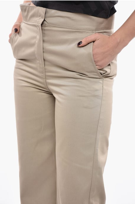 Pantalones rectos de cintura alta en beige - Image 3