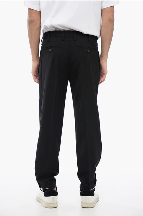 Pantalones negros de mezcla de lana con dobladillo metálico y tiro regular - Image 2