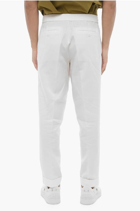 Pantalones REM de corte entallado con cintura elástica en color blanco - Image 2