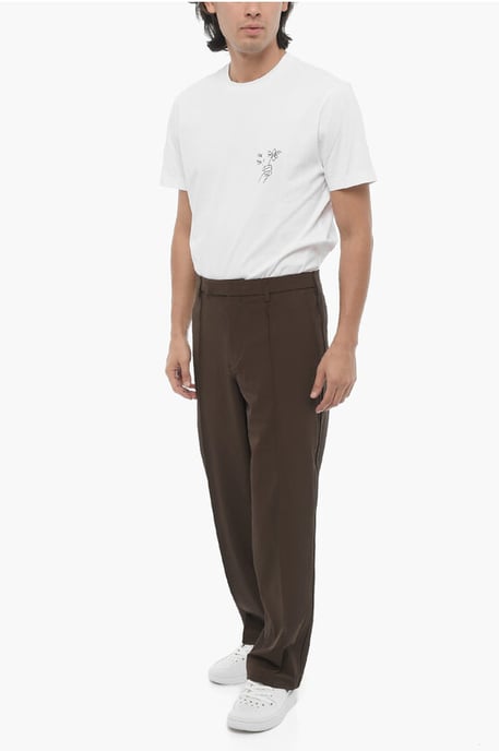 Pantalones rectos ajustados con pinzas en marrón - Image 3
