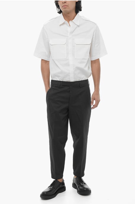 Pantalones ajustados de cintura regular con trabillas para cinturón en negro - Image 3