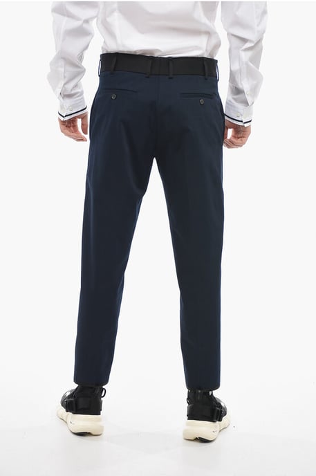 Pantalones TOM Slim Fit con bordes en contraste y botones en los tobillos en azul - Image 2