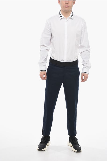 Pantalones TOM Slim Fit con bordes en contraste y botones en los tobillos en azul - Image 4