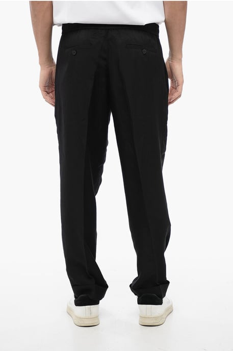 Pantalones REM de mezcla de viscosa con cinturilla elástica en negro - Image 2