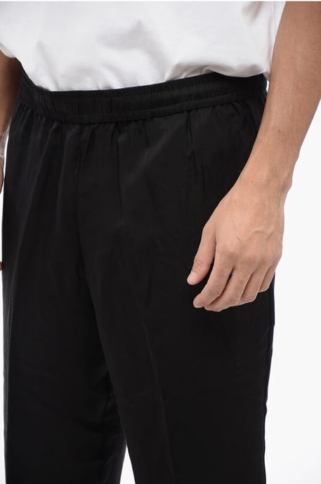Pantalones REM de mezcla de viscosa con cinturilla elástica en negro - Image 3