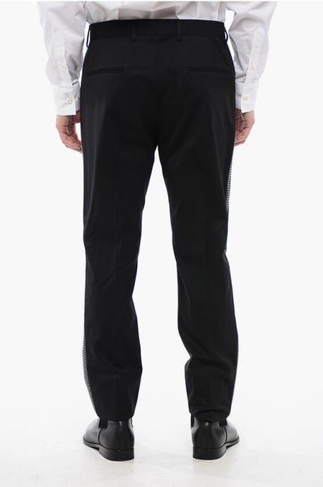 Pantalones AKULIN de lana con bandas laterales de pedrería en negro - Image 2