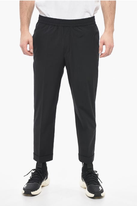 Pantalones de nailon REM con cintura elástica en color negro - Image 1