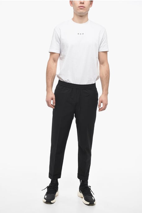 Pantalones de nailon REM con cintura elástica en color negro - Image 4