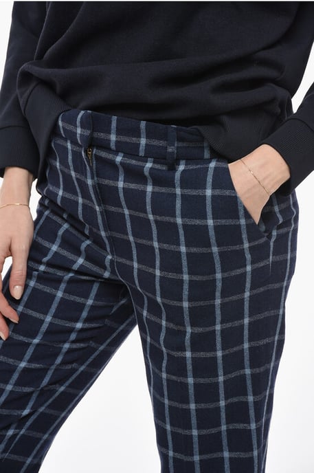 Pantalón COMFORT de mezcla de lana con estampado de cuadros en azul - Image 3
