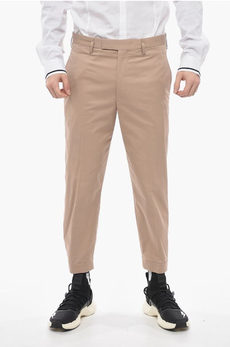 Pantalones BARRETT METAL de corte ajustado con tobillos ajustables en marrón - Image 1