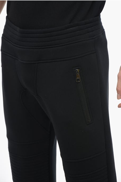 Pantalones de motociclista de neopreno ajustados y de cintura baja en negro - Image 3