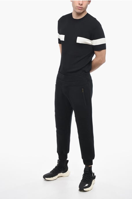 Pantalones de motociclista de neopreno ajustados y de cintura baja en negro - Image 4