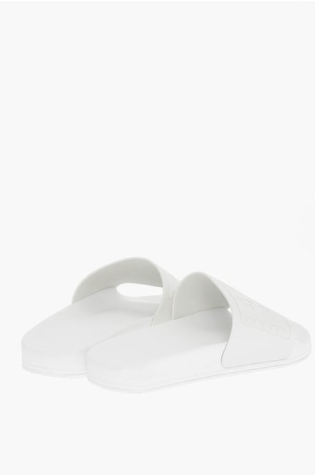 Sandalias MM6 de color liso con logotipo en relieve en blanco - Image 2