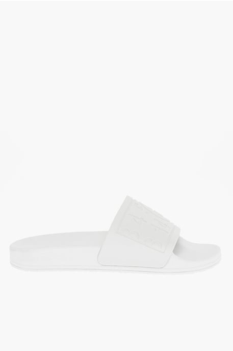 Sandalias MM6 de color liso con logotipo en relieve en blanco - Image 3
