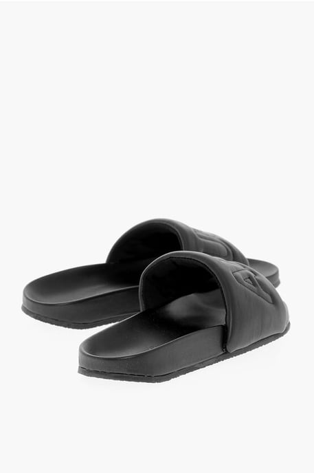 Sandalias de piel de color liso en color negro - Image 2