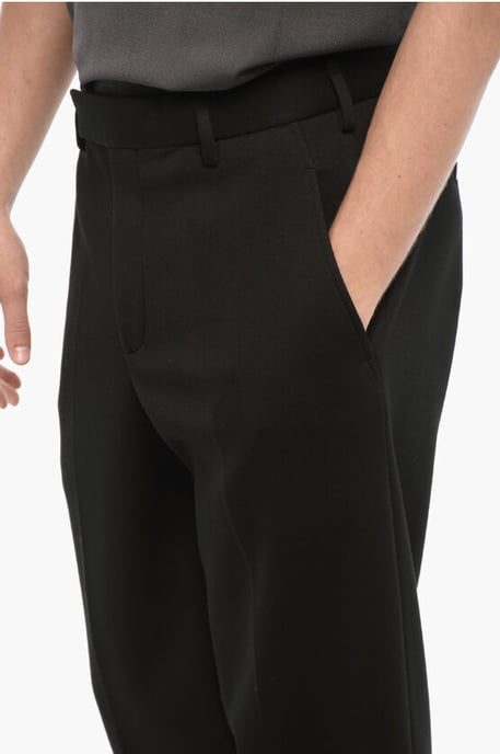 Pantalones de neopreno holgados con trabillas para cinturón en negro - Image 3