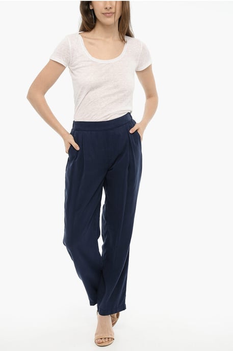 Pantalones acampanados de un solo pliegue en azul - Image 4