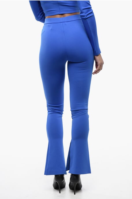 Leggings de color liso con abertura en el tobillo en azul - Image 2