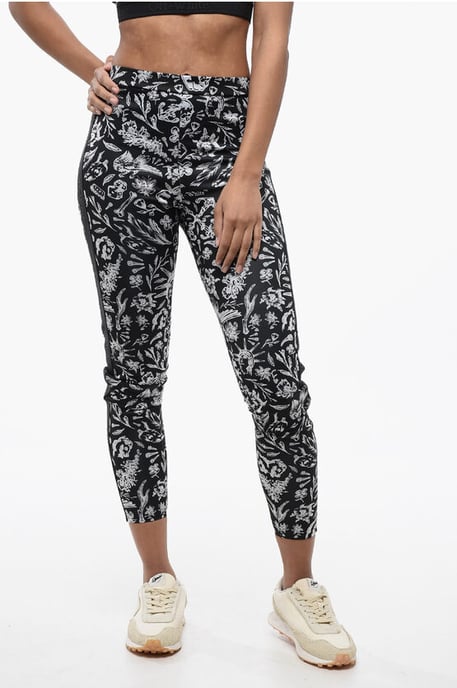 Leggings con motivo Old School y banda con logotipo en blanco y negro - Image 1