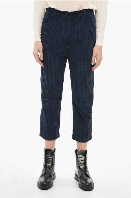 Pantalones de pana de corte ancho en azul - Image 1