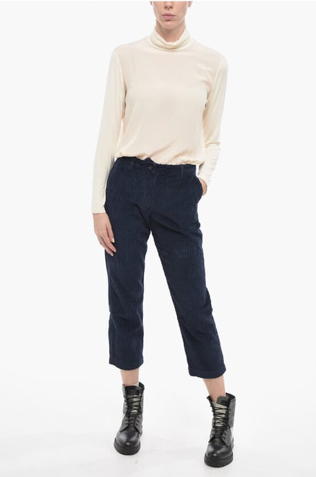Pantalones de pana de corte ancho en azul - Image 4