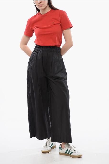 Pantalones de algodón Popeline de corte corto en negro - Image 4