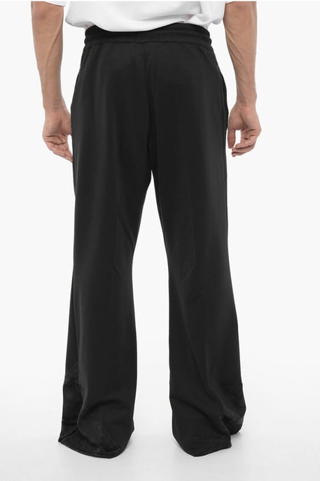 Pantalones deportivos de pierna ancha con cordón en la cintura en negro - Image 2