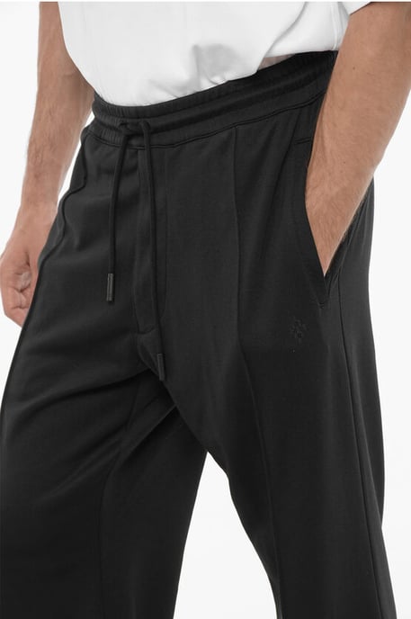 Pantalones deportivos de pierna ancha con cordón en la cintura en negro - Image 3