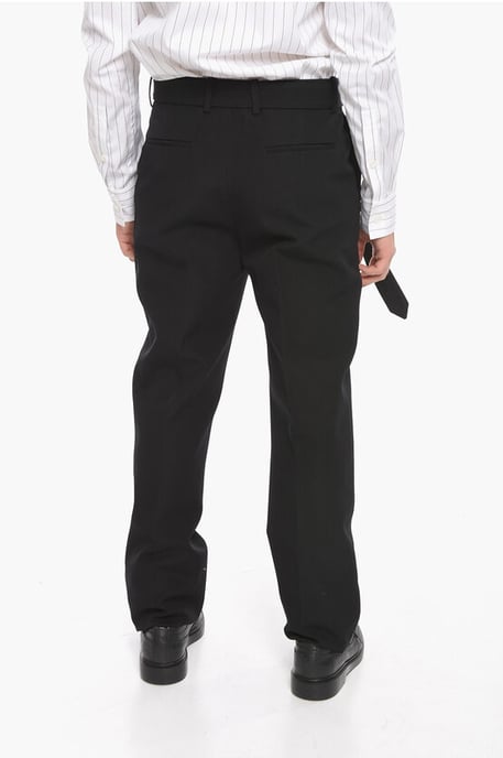 Pantalones de lana negros con hebilla y cinturón de temporada - Image 2